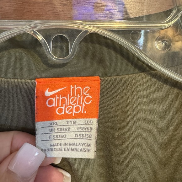 Nike Jacket Mens Large Olive Green Mini Swoosh Fleece Lined Full Zip Striped 00s - Picture 2 of 9